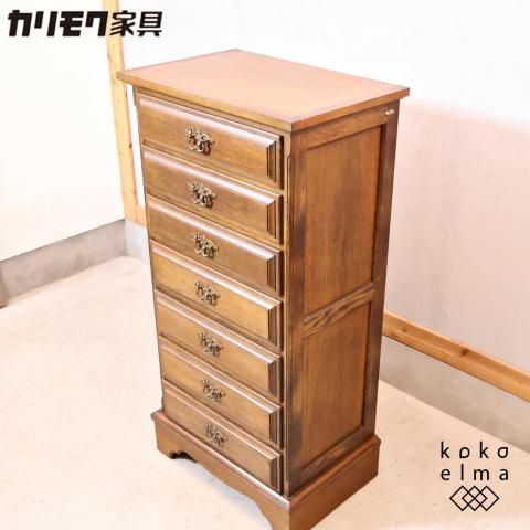 karimoku(カリモク家具)のオーク材 7段チェスト。アンティーク調 karimoku(カリモク家具)のオーク材 7段チェスト。アンティーク調