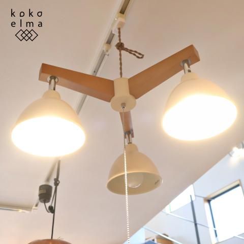 神戸マザーズランプの3灯 ウッドバーペンダントライトです。丸みのある