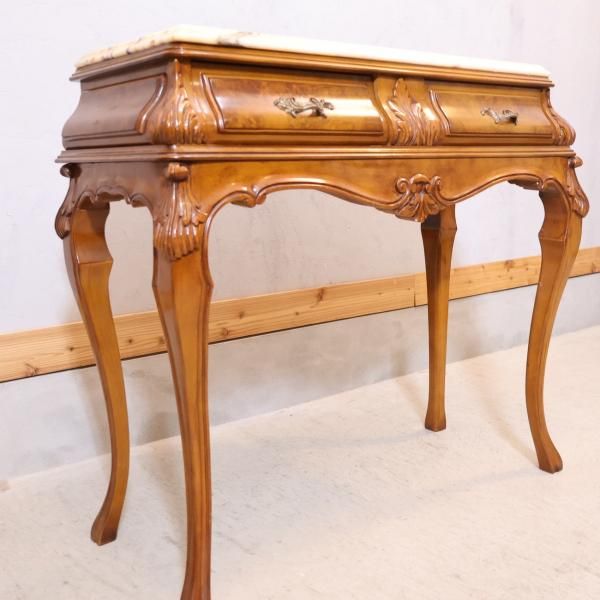 スペイン製 猫脚コンソールテーブルです。大理石天板と