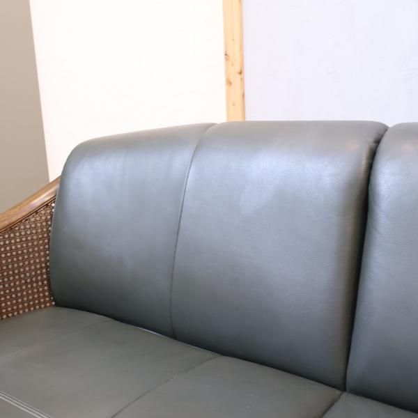 J383\" karimoku コロニアル 木肘 レザー 2人掛け ソファ J383