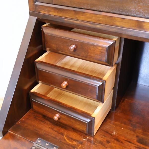 松本民芸家具 ミズメザクラ無垢 ボールフットビューロー ライティングビューロー 松本民芸家具のミズメザクラ無垢材を使用した重H型ボールフット