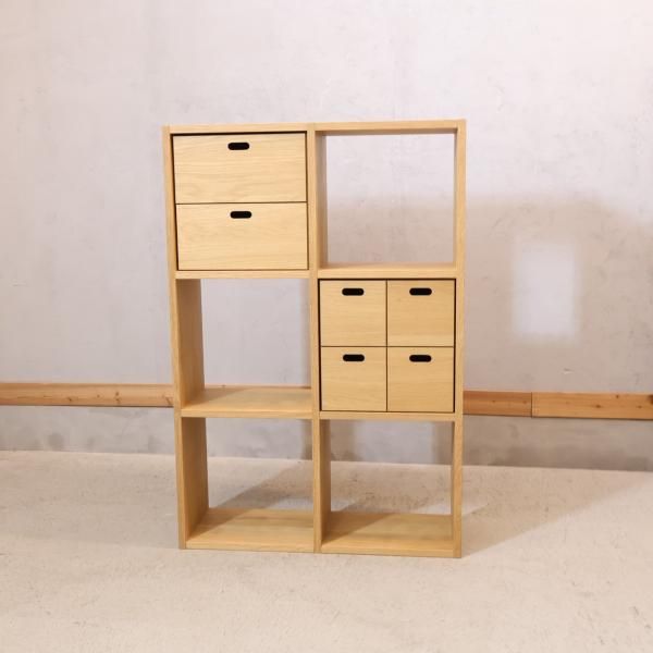 人気の無印良品(MUJI)のオーク材 3段・2列スタッキングシェルフ