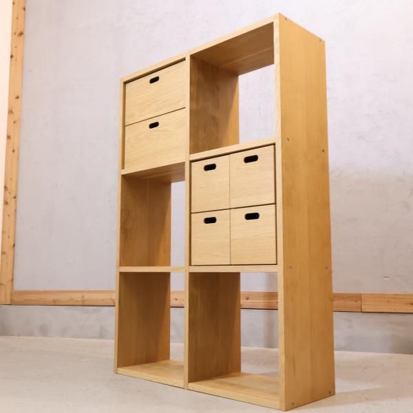 人気の無印良品(MUJI)のオーク材 3段・2列スタッキングシェルフ 人気の無印良品(MUJI)のオーク材 3段・2列スタッキングシェルフ