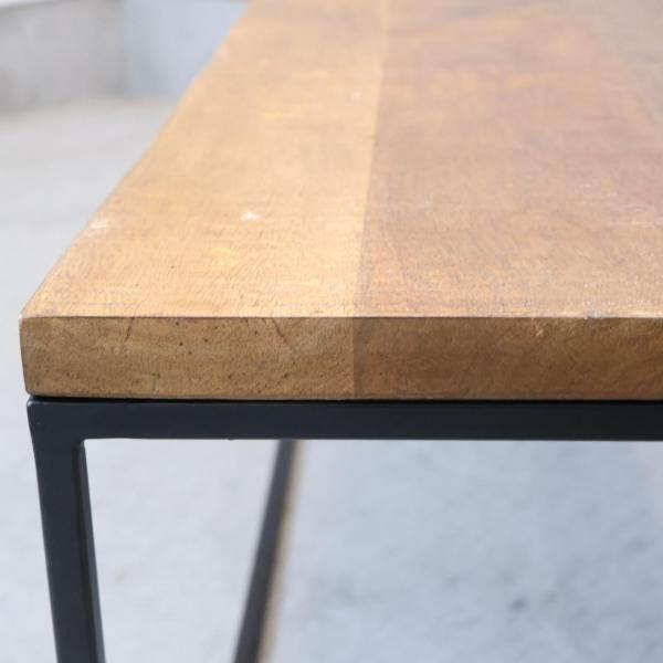 引取りのみ かなでもの Kanademono ローテーブル THE LOW TABLE / ラバーウッド ナチュラル × Black Steel