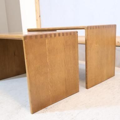 展示品 カンディハウス「ストライプ」ヒッコリー材ネストテーブル 　サイドテーブル 展示品 カンディハウス「ストライプ」ヒッコリー材ネスト