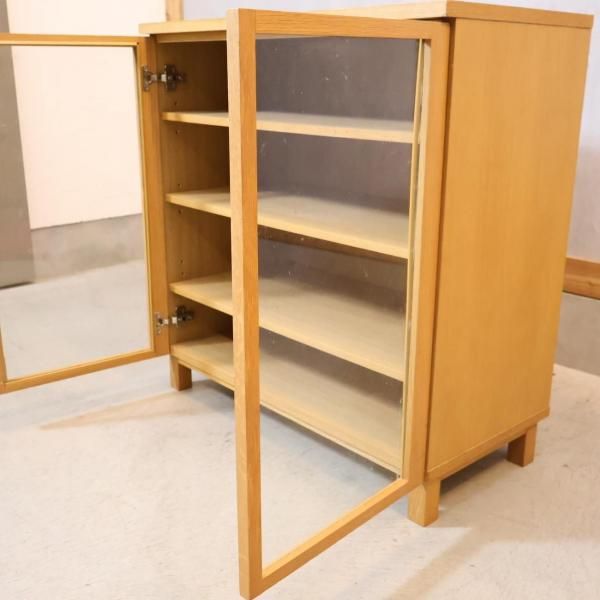 無印良品　ガラスキャビネット　オーク材　サイドボード　食器棚　仙台　宮城 無印良品 ガラスキャビネット オーク材 サイドボード 食器棚