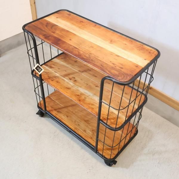 SPICE OF LIFE 3段ワイドワゴンラック オープンシェルフ 工業系 SPICE OF LIFE(スパイスオブライフ)の3段ワイドワゴンラックです