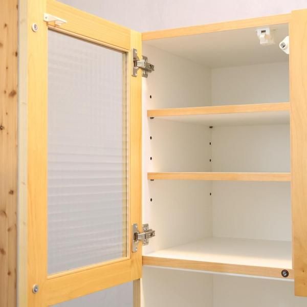 HOTTA WOODY アルダー材 レンジボード チェッカーガラス 食器棚 HOTTA WOODY アルダー材 レンジボード チェッカーガラス 食器棚