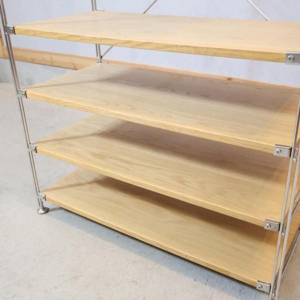 無印良品(MUJI)の人気のオーク材×ステンレス 5段ユニットシェルフです