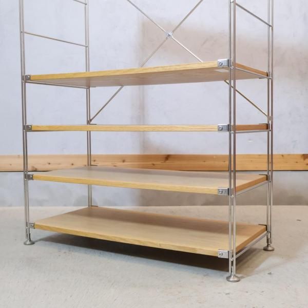 無印良品(MUJI)の人気のオーク材×ステンレス 5段ユニットシェルフです