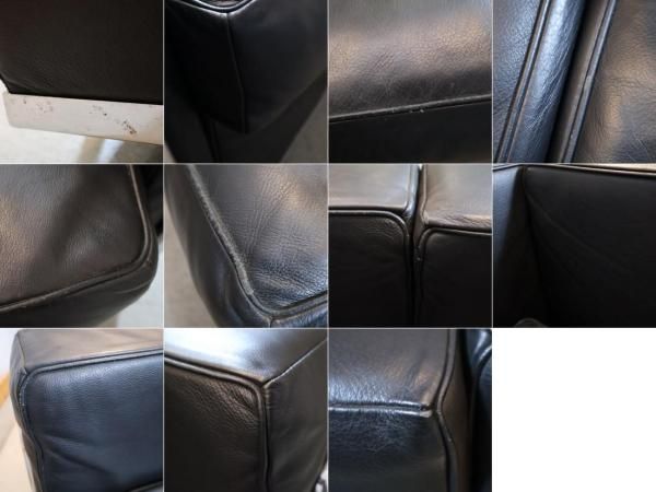 【美品】IDC大塚家具 黒総本革 LC2 3P ル・コルビジェ IDC大塚家具 LC2 3人掛けソファ 黒本革 リプロダクト 入荷しま