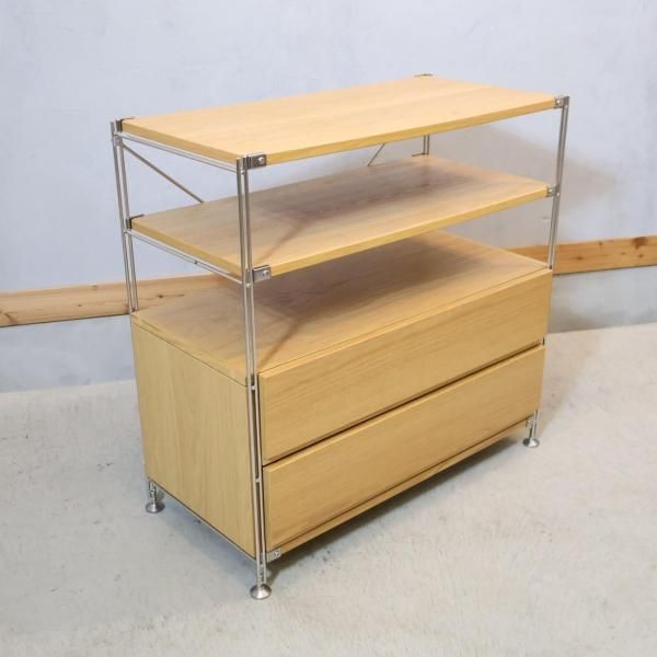 【完成品配送】無印良品　ユニットシェルフ　引き出し　オーク材 スチールユニットシェルフ用・ボックス・引出し・2段・オーク材