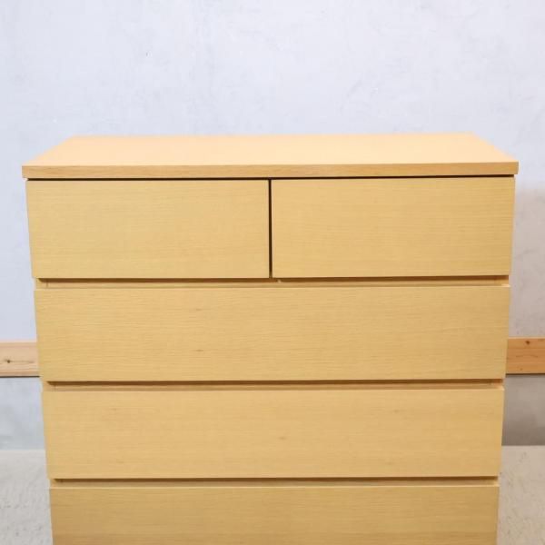 2/7まで【美品】無印良品 オーク材 北欧風ナチュラルキャビネット 四段チェスト 人気の無印良品(MUJI)のオーク材を使用したチェスト・4段ワイド