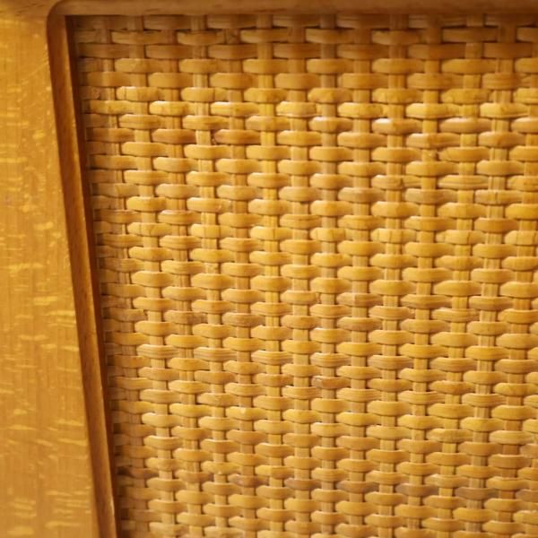 ꧁カリモク家具 karimoku꧂オールドカリモクマガジンラック 籐 ラタン 国内老舗家具メーカーkarimoku(カリモク家具)のマガジンラック