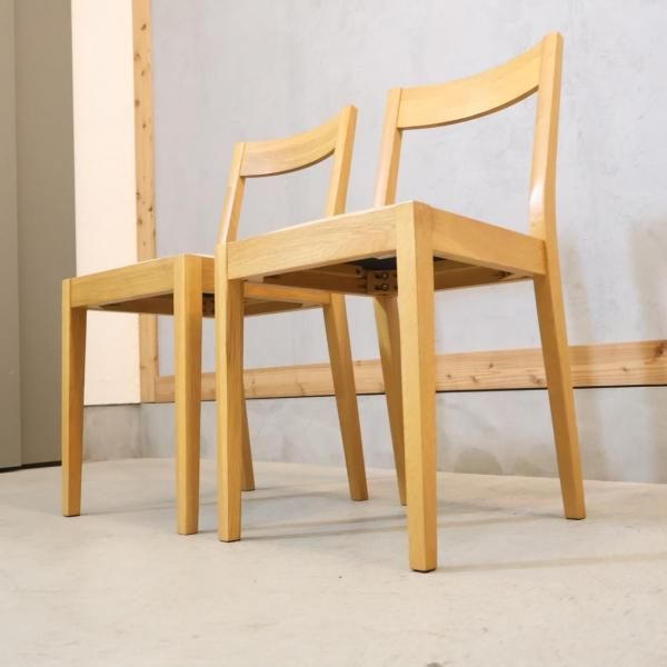 無印良品 タモ材 椅子2脚 チェア 人気の無印良品(MUJI)のオーク無垢材を使用したダイニング