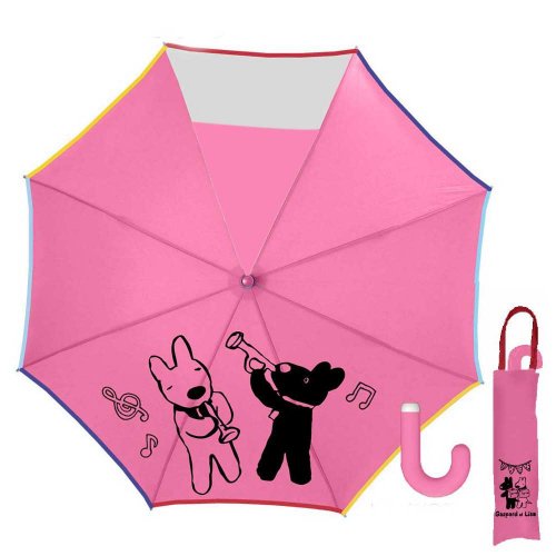 リサとガスパール 50cmキッズ折りたたみ傘（ミュージック）ピンク-120C-30