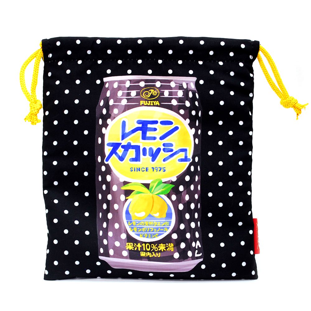  【生産終了品】レモンスカッシュ　巾着M（不二家飲料雑貨）　026576　PK グッズ