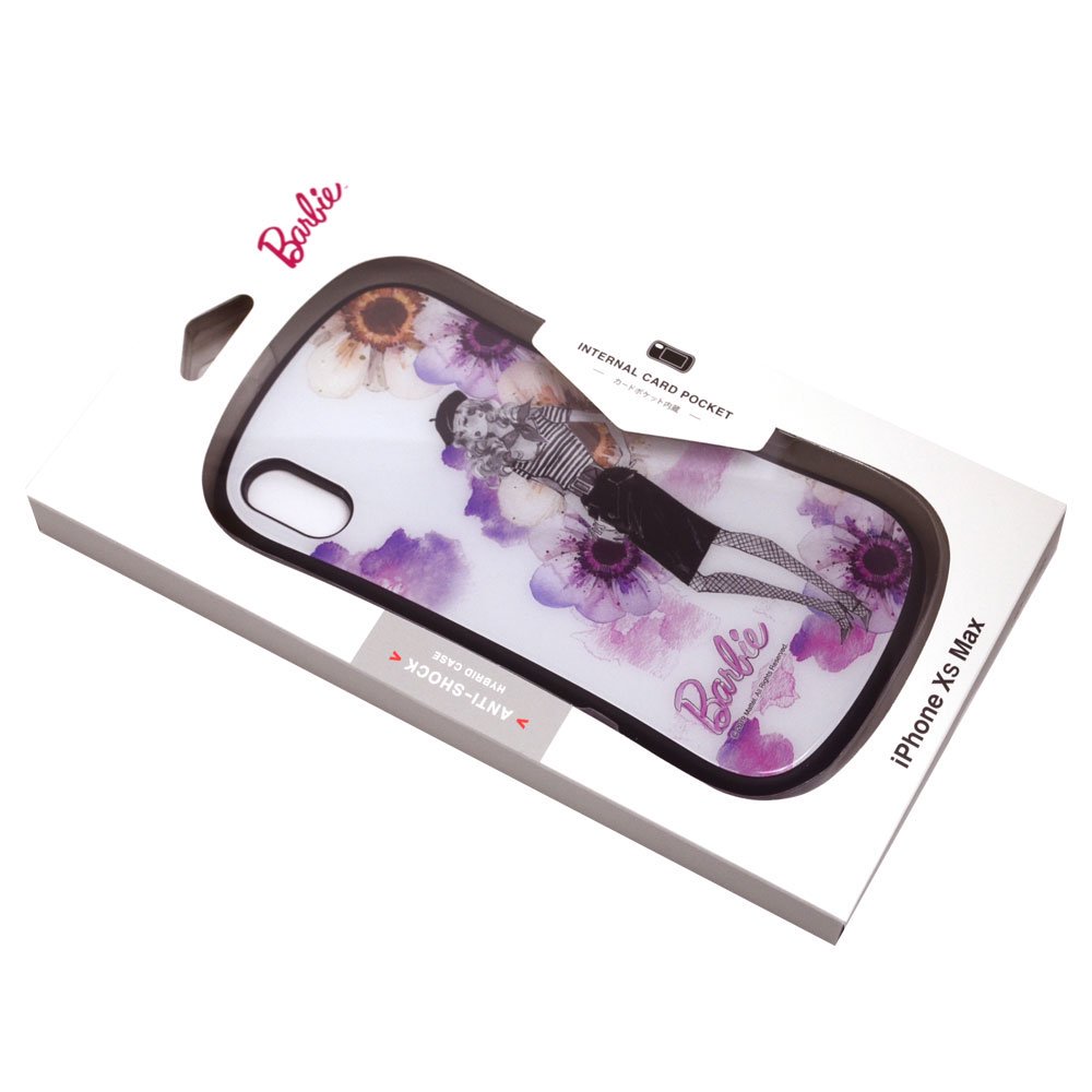 生産終了品】Barbie iPhoneXs Max対応ハイブリッドガラスケース（モノクロ）BAR-04A キャラコ キャラクターグッズストア