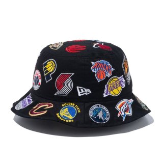 NEW ERA<br>BUCKET HAT<br>Team Logo Allover NBA