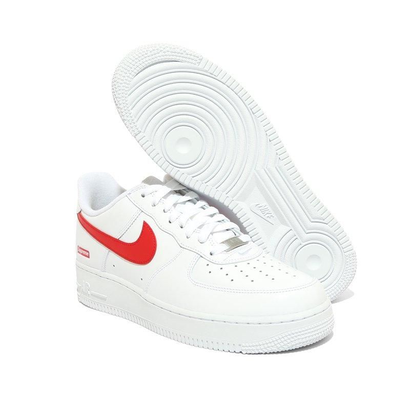 ス*ー様 Supreme Air Force 1 ホワイト レッドシューレース SUPREME