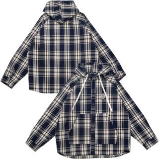 KRHYME DESIGN<br>HOODED CHECK SHIRT