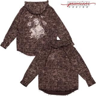 KRHYME DESIGN<br>HOODED CHECK SHIRT<br>