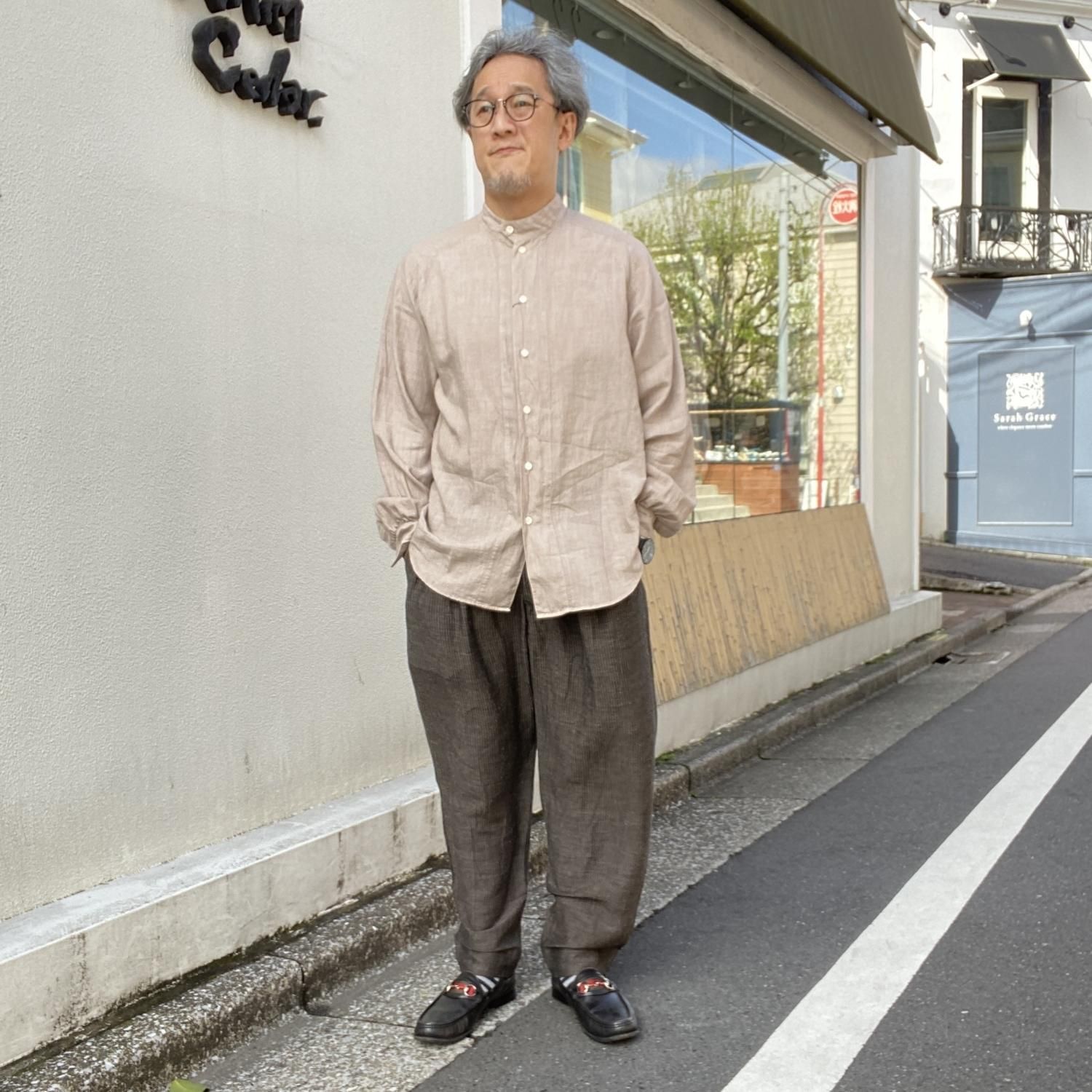 AUBERGE / PORTIER リネン スタンドカラー シャツ Brilla per il gusto（ブリッラ ペル イル グスト）AUBERGE