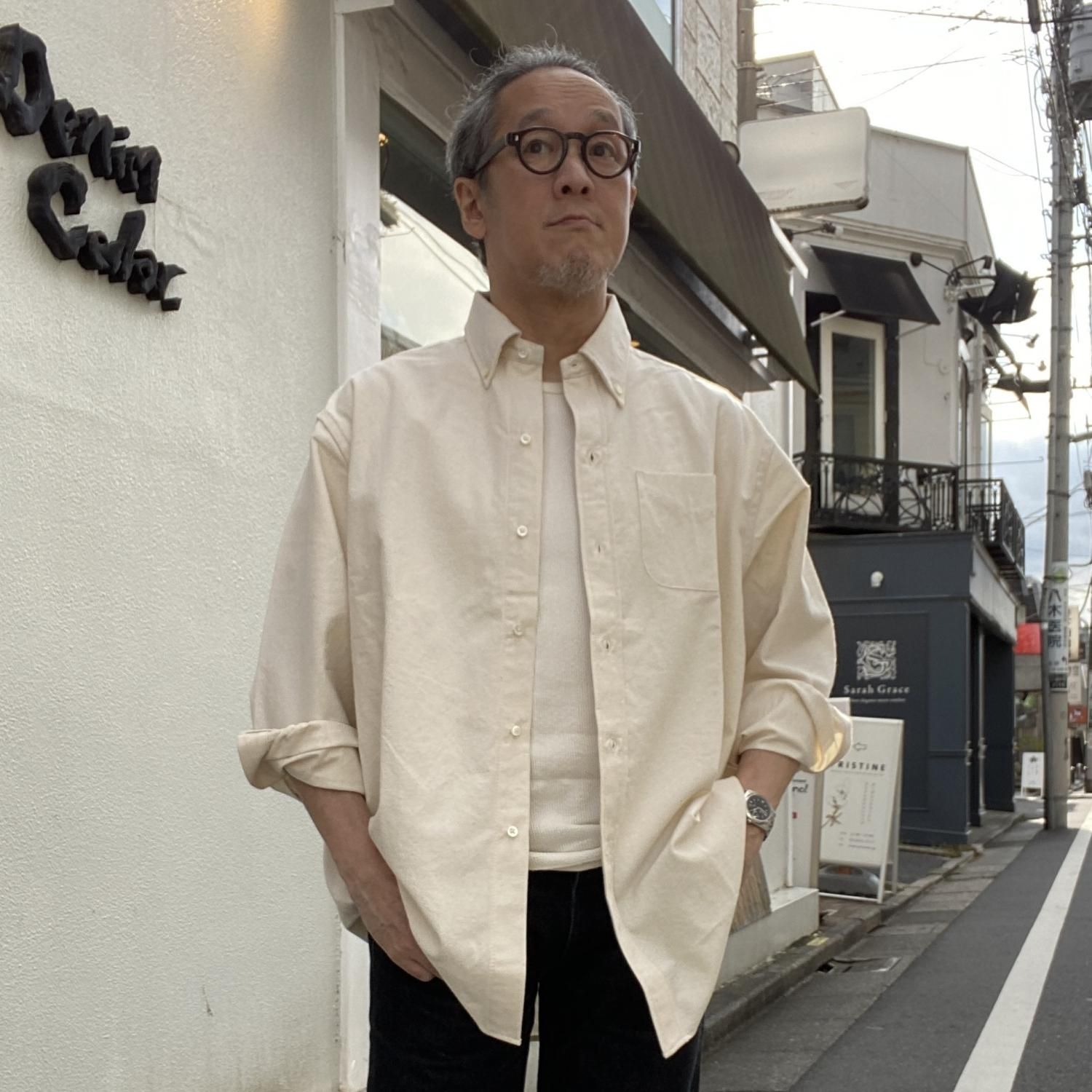 BONCOURA/ボンクラ BIG BD Shirt white ビッグボタンダウンシャツ