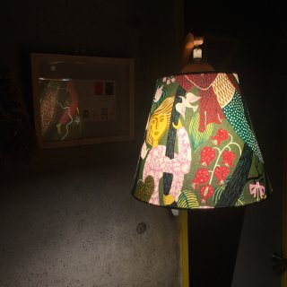 Teak lamp frame and lamp shade designed by Stig Lindberg