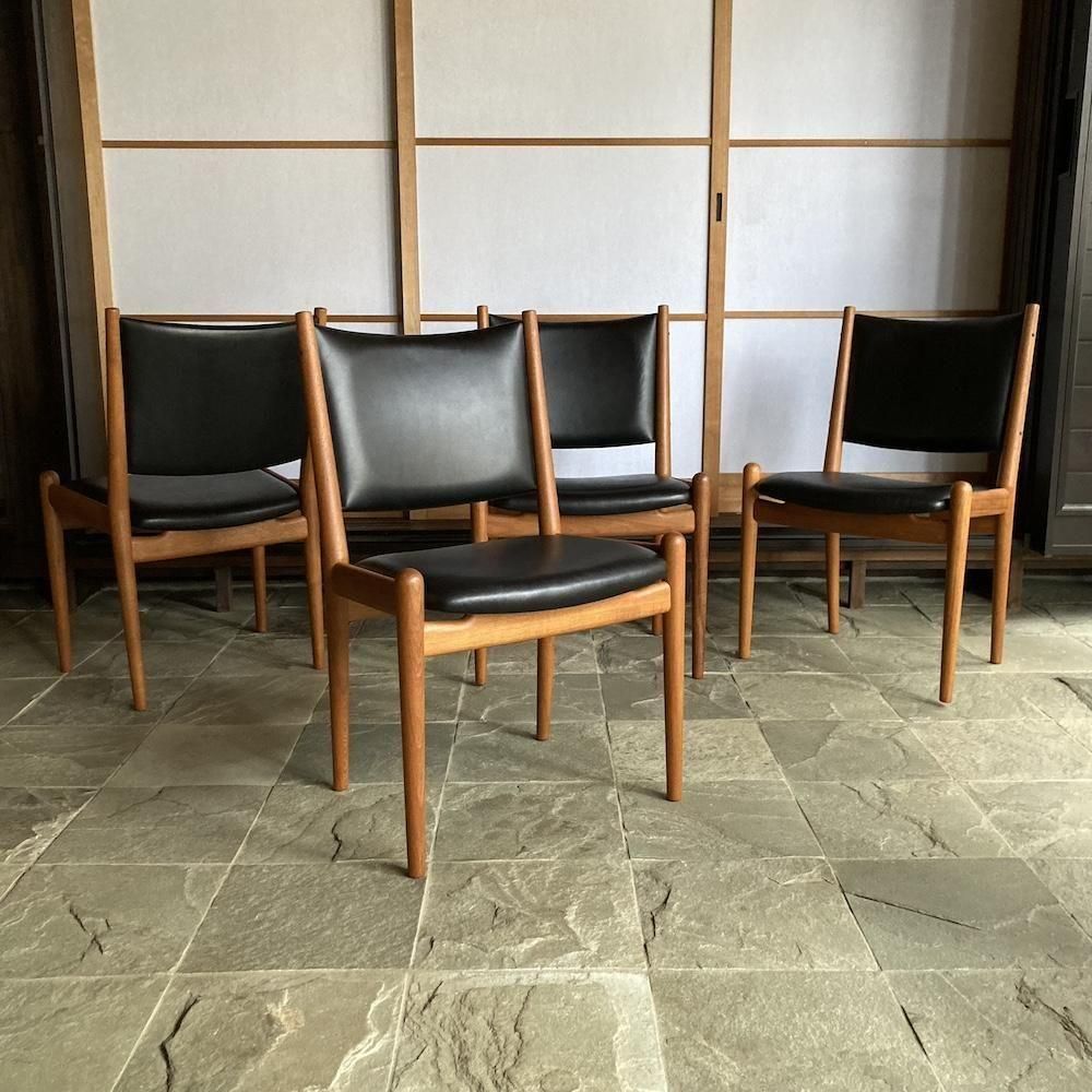 Hans J. Wegner, Teak ChairJH-514Set of Four, Johannes Hansen