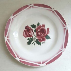 フランス・蚤の市・ブロカント・陶器・絵皿・花柄皿・薔薇柄