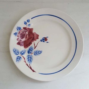 フランス・蚤の市・ブロカント・陶器・絵皿・花柄皿（L）