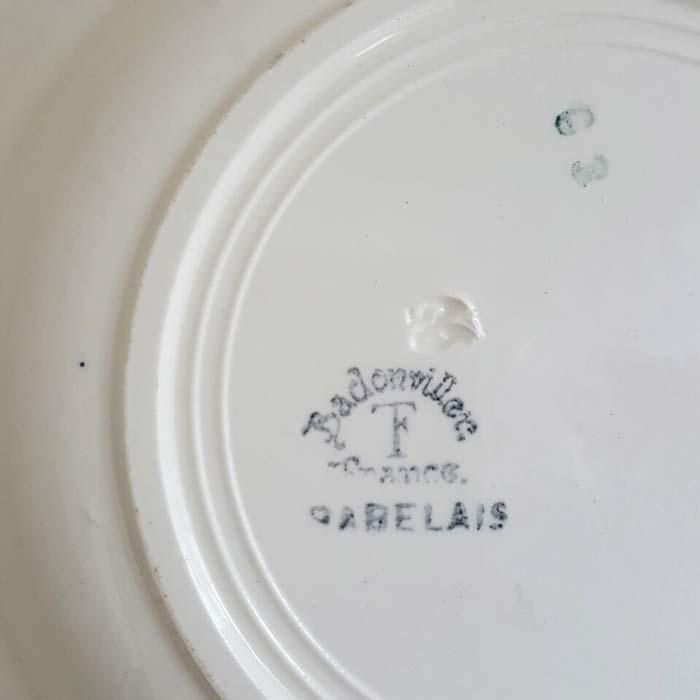 フランス・蚤の市・ブロカント・陶器・絵皿・花柄皿・ブルー フランス・蚤の市・ブロカント・陶器・絵皿・花柄皿・ブルー