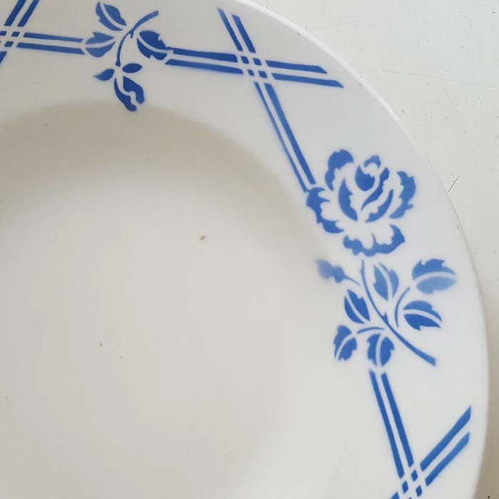 フランス・蚤の市・ブロカント・陶器・絵皿・花柄皿・レトロブルーフラワー サブイメージ