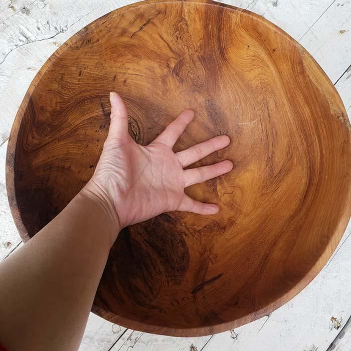 木製 大きな円錐形ボウル チーク無垢材 木製 大きな円錐形ボウル チーク無垢材