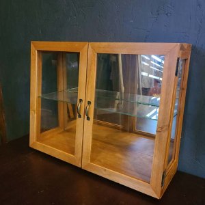 ガラス2段棚・ガラスケース・木製棚・ディスプレイ棚