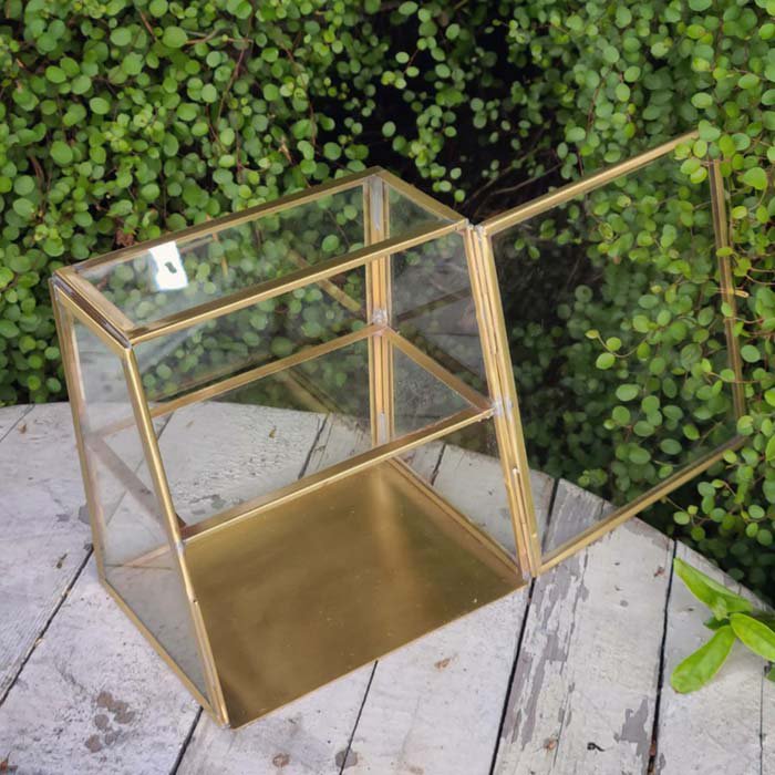 真鍮・アンティーク加工・ガラスケース(M)・ガラスボックス・ジュエリーショーケース・台形 サブイメージ