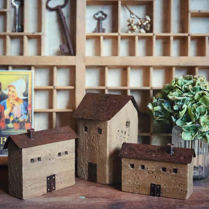 3個セット・ミニチュア木製ハウス・WOOD HOUSE・家・木・鉄 サブイメージ