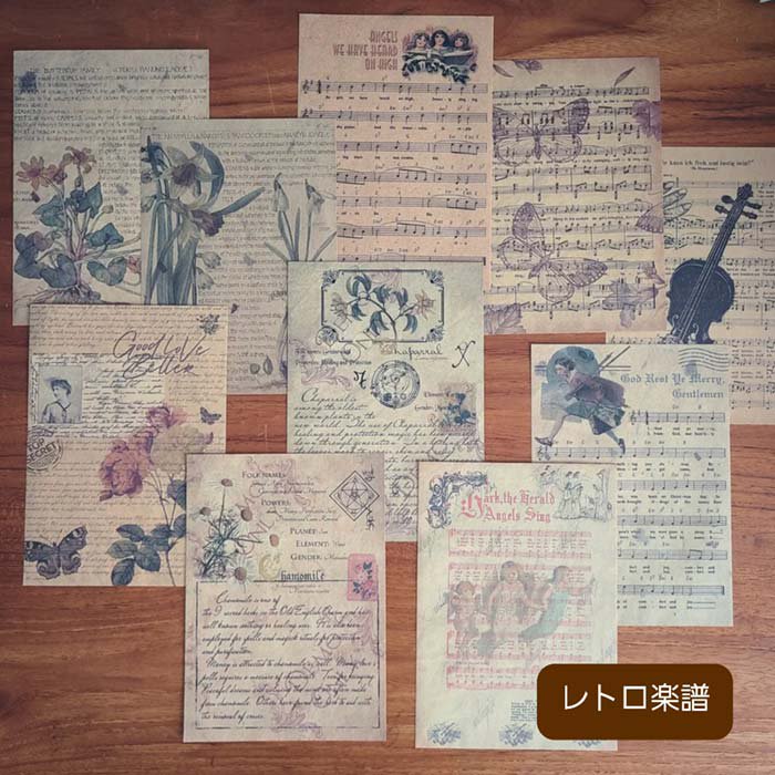 レトロペーパー・古新聞・レトロ楽譜・アンティーク紙風デザイン サブイメージ