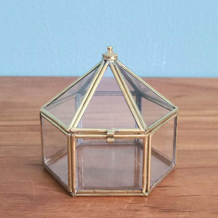 真鍮六角形ガラスケースMサイズ・ガラスボックス サブイメージ