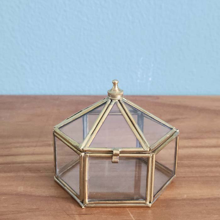 真鍮六角形ガラスケースSサイズ・ガラスボックス サブイメージ