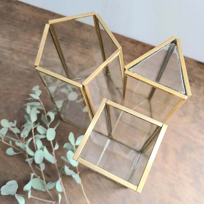 真鍮ブラス×ガラスフラワーベース・三角形(S) サブイメージ