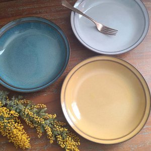 レトロカフェ風カレーパスタ皿・深皿・3色・ホワイト・イエロー・ブルーグリーン