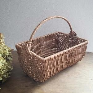 アンティーク　ショップ購入かごバスケット　カゴ　ナチュラルくうねるヴィンテージ なるちゃんバスケット ヴィンテージ ナチュラルカラー 籠バッグ
