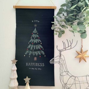 クリスマス刺繍タペストリー・Lサイズ・クリスマスツリー・ブラック