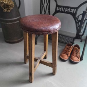 昭和レトロ・木製スツール・丸椅子・古道具・古家具