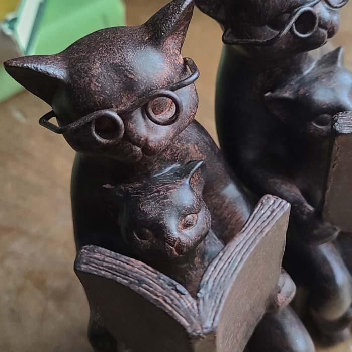 ベストセラー 親子猫のブックエンド・猫オブジェ・ブックスタンド・本立て 工芸品