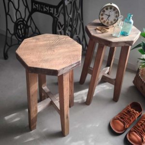 八角スツール・レトロチェア・昭和レトロ椅子・古家具・古道具・ナチュラル・木製椅子