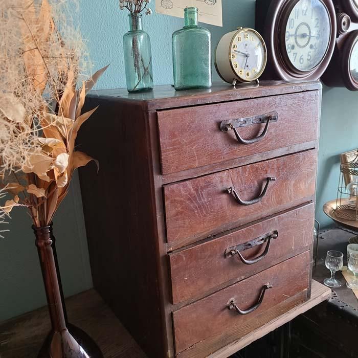 古家具・古道具・小引き出し・昭和レトロ・4段・大きめ | 旅する 古家具・古道具・小引き出し・昭和レトロ・4段・大きめ | 旅する
