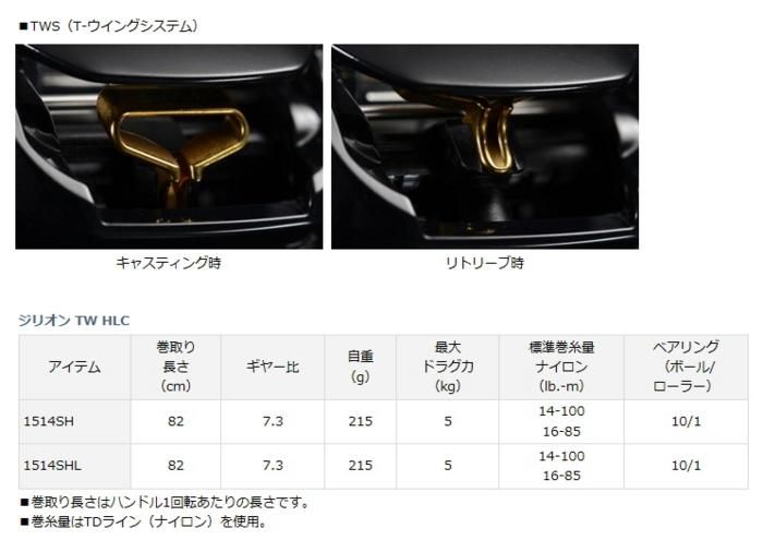 ジリオンTW HLC 1514 SH 右ハンドル ダイワ(Daiwa) ジリオン TW HLC 1514SH 右巻き 00613458